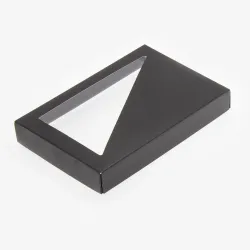 12 Choc Gloss Black Folding Lid with Triangular Window